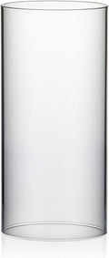 WGVI Hurricane Candle Holder Sleeve, Wide 4.7", Height 10", Clear Glass Cylinder Candleholder, Chimney Tube, Open Ended Candle Shade, 1 Piece