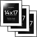 Homeforia 14x17 Picture Frame Black, High End Metal 14 x 17 Poster Frames with Mat 11 x 14 for Photo, 14x17 Black Frame Matted to 11x14 inch Print, 17x14 Thin Frame, Tempered Glass, Wall Kit, Set of 3