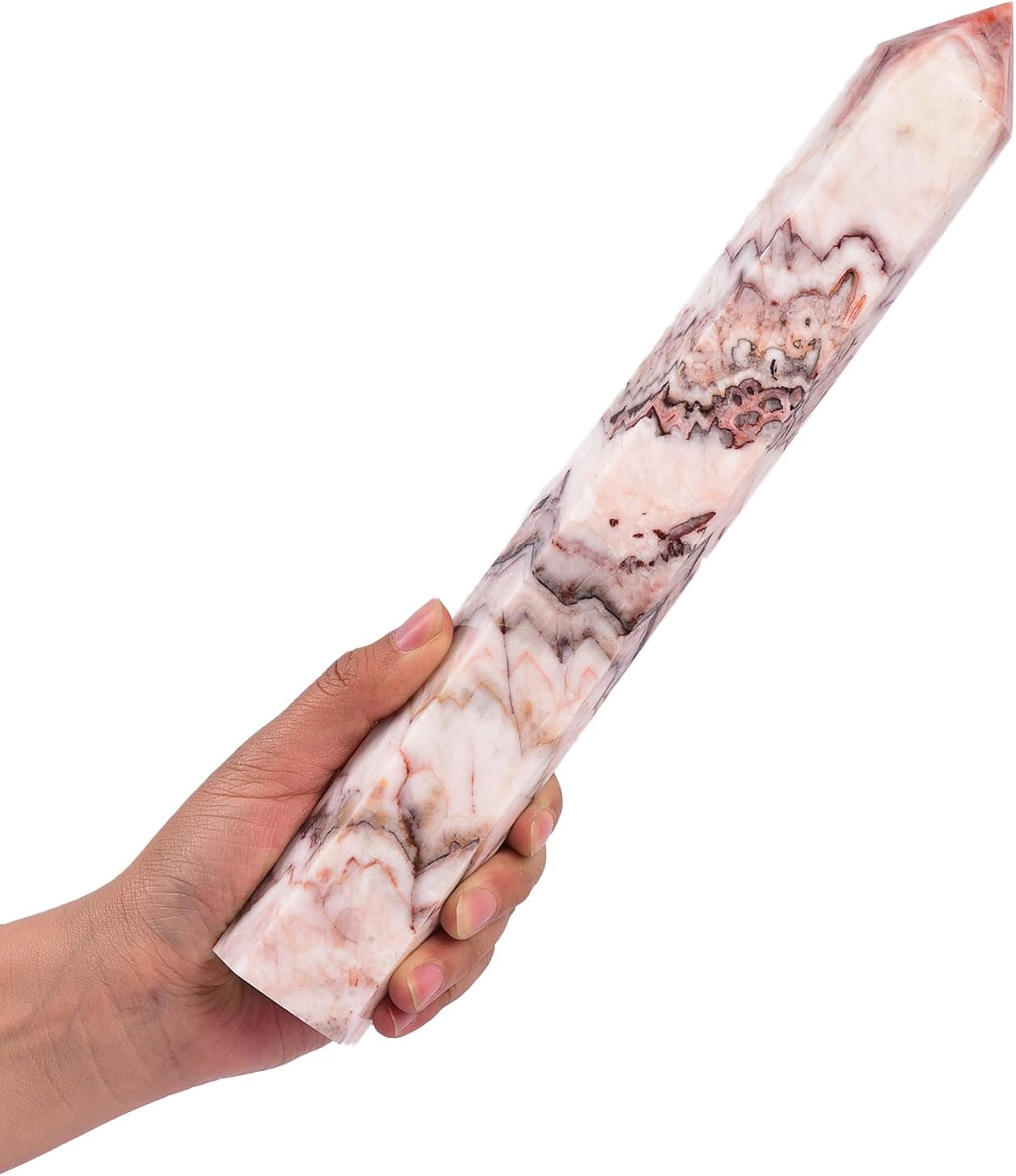 JIC Gem Natural Large Quartz Crystal Wand Colorful Jade Stone Healing Crystal Obelisk Tower Point Decor Reiki Gift 1.7-2.2 Lbs