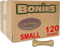 Bonies Natural Calming Formula Small-Sized Single Bone - Contains Chamomile & Lavender, Help Anxiety, Excessive Barking & Trembling, Chicken Flavor, Small Dogs, 120 Bones