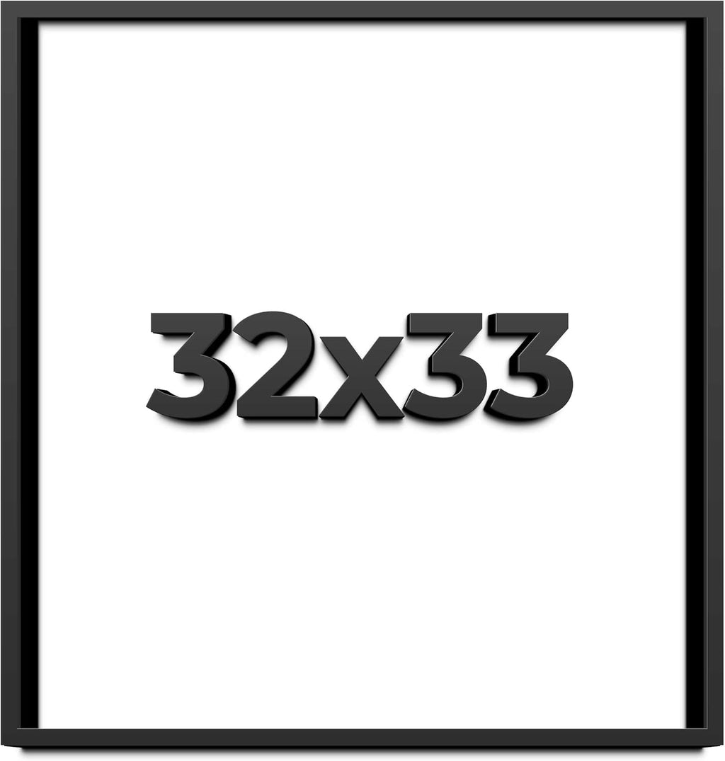 32x33 Shadow Box Frame Black | 1 Inch Deep Solid Wood Shadowbox Display Frame | UV Resistant Acrylic Plexiglass, Acid Free Backing, and Hanging Hardware | Dugan Picture Frame Style