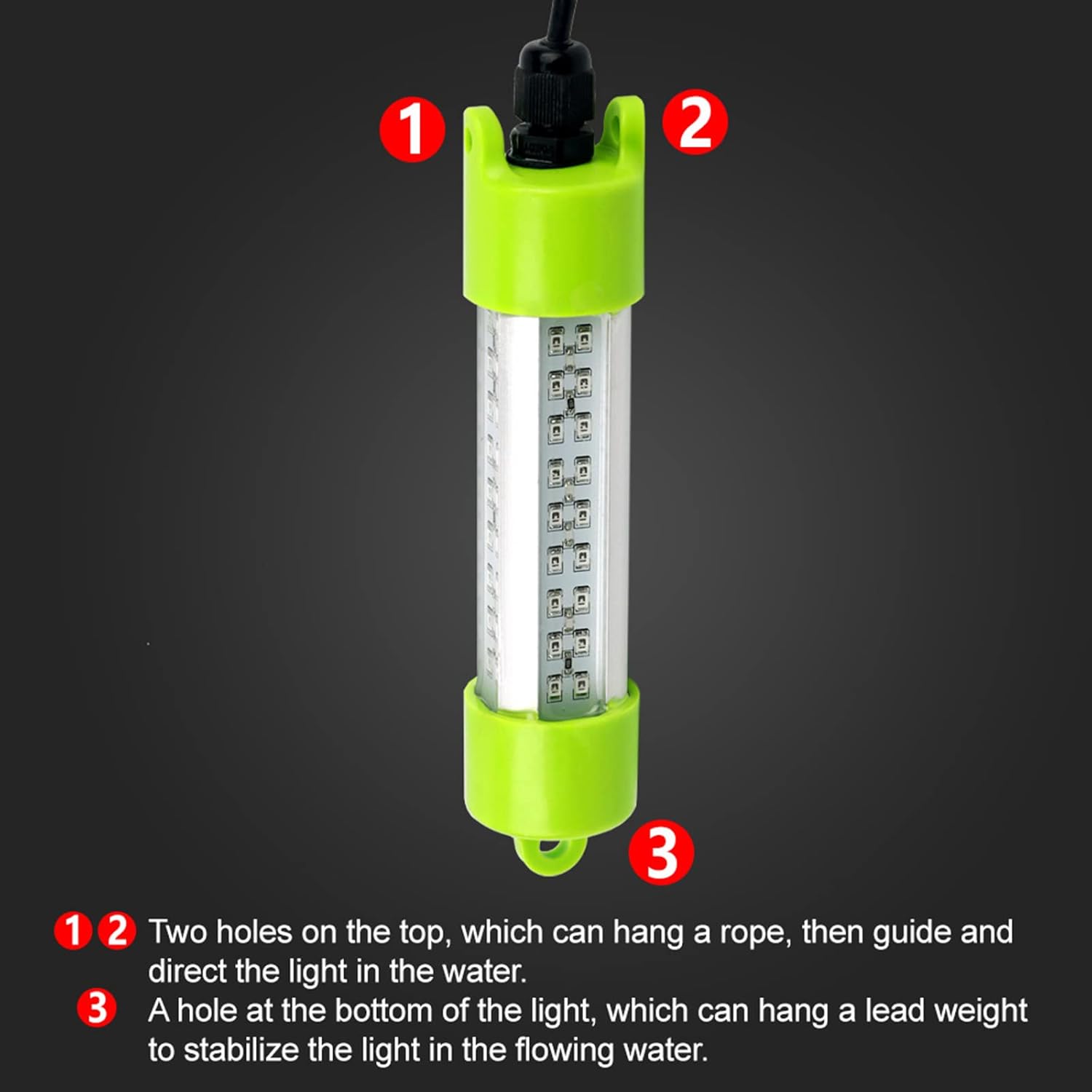 18W 45W DC 12V Green IP68 Waterproof Aluminum Super Bright LED Fish Bait Submersible Dock Underwater Fishing Light Attractants For At Night Snook Crappie With Battery Clamps Cigarette Lighter Plug
