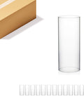 WGVI Hurricane Candle Holder Sleeve, Wide 5", Height 8", Clear Glass Cylinder Candleholder, Chimney Tube, Open Ended Candle Shade, 12 Pieces Bulk
