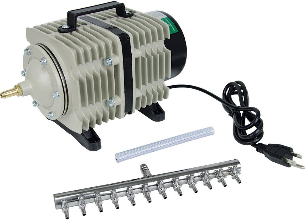 Hydrofarm Active Aqua AAPA110L 112W 1750 GPH Commercial Pond Hydroponics 12 Outlet Air Pump, Black