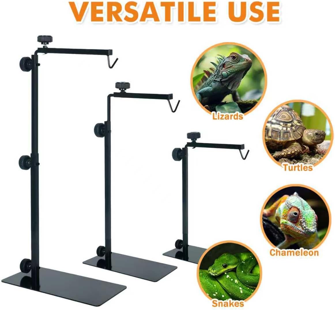 Adjustable Metal Reptile Lamp Stand – Versatile Floor Light Holder for Terrarium Heat Lamps & Dome Shades, Perfect for Glass Reptile Enclosures & Heating Bulbs.
