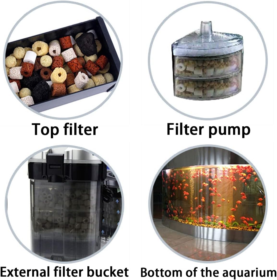 GOLDEAL Bio Balls Ceramic Rings Set, Aquarium Biological Filter Media with Mesh Bag for Fish Tank and Pond, Fish Tank Filter, Decorations, Accessories (4Pack,4.4 lb)