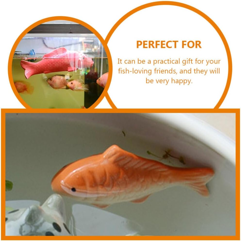 Milisten Ceramic Floating Fish, 2pcs Aquarium Floating Goldfish Koi Fish Floatable Figurines Realistic Fish Tank Fish, Tea Pet Decor, Fairy Garden, Pond Desktop Ornaments, 10.00X4.00X3.50CM