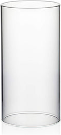 WGVI Hurricane Candle Holder Sleeve, Wide 4", Height 8", Clear Glass Cylinder Candleholder, Chimney Tube, Open Ended Candle Shade, 1 Piece
