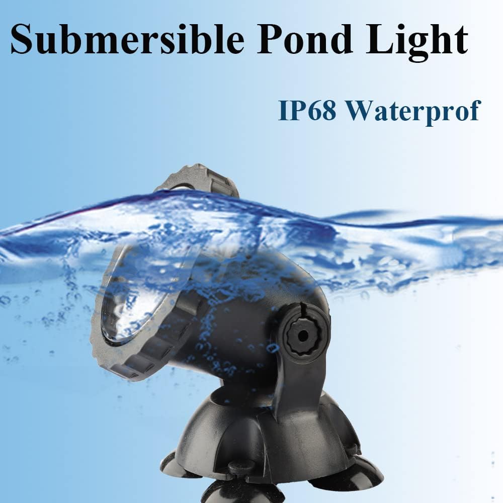 Pond Lights, Underwater Fountain Lights Color Changing Spotlight RGB Dimmable IP68 Waterproof Submersible Landscape Spot Lights for Outdoor Lawn Fountain Yard, 2 in Set