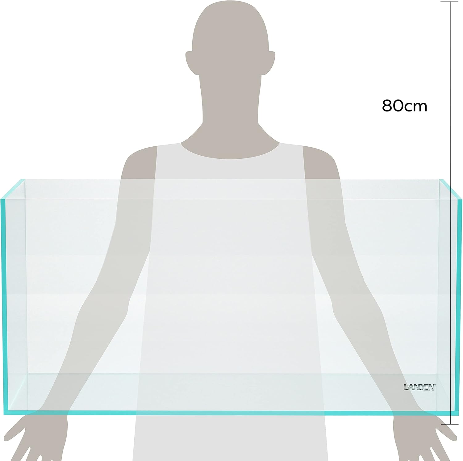 Landen 100P 50 Gallon Rimless Low Iron Aquarium Tank, W39.4×D17.7×H17.7 in(100x45x45cm) 10mm Thickness with Black Nano Foam Leveling mat Included