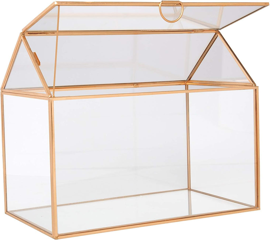 D'Eco Glass House Centerpiece (10"x6"x8") - Tabletop Planter Terrarium for Home Decor & Wedding Letterbox - Fill w/Succulents, Holiday Decorations, Mini Trees & Ornaments - Xmas Gift for Plant Lovers
