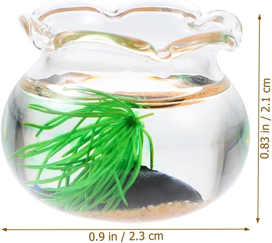1:12 Scale Mini Glass Fish Tank - Miniature Round & Square Bowl for Dollhouse Accessories Home Decor Garden Scene Desktop Ornament, Kids Adult Collectors