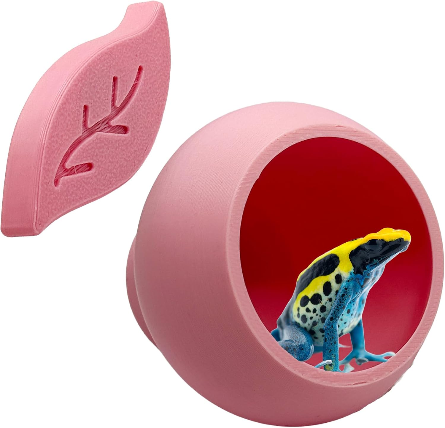 Magnetic Leaf Pod Hide, Glass-Mounted Shelter for Frogs & Reptiles (Bubblegum Pink, Single)