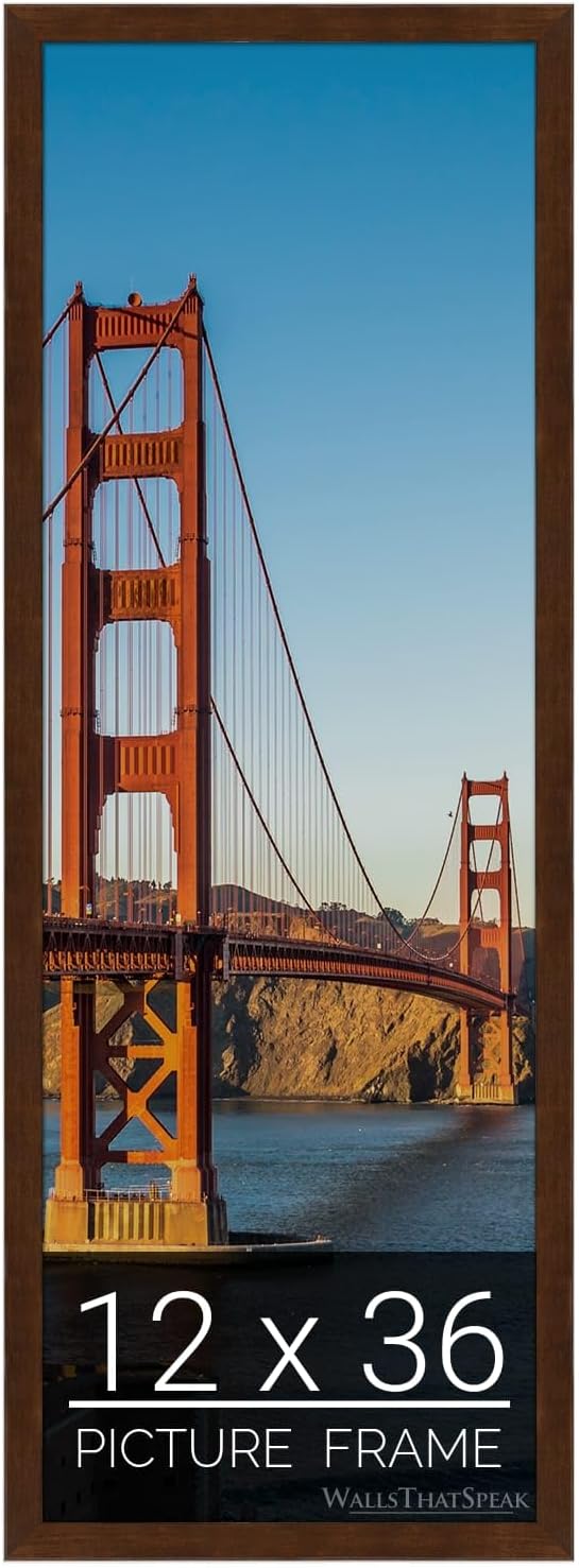 wallsthatspeak 12x36 Mocha Walnut Picture Frame for Puzzles Posters Photos or Artwork