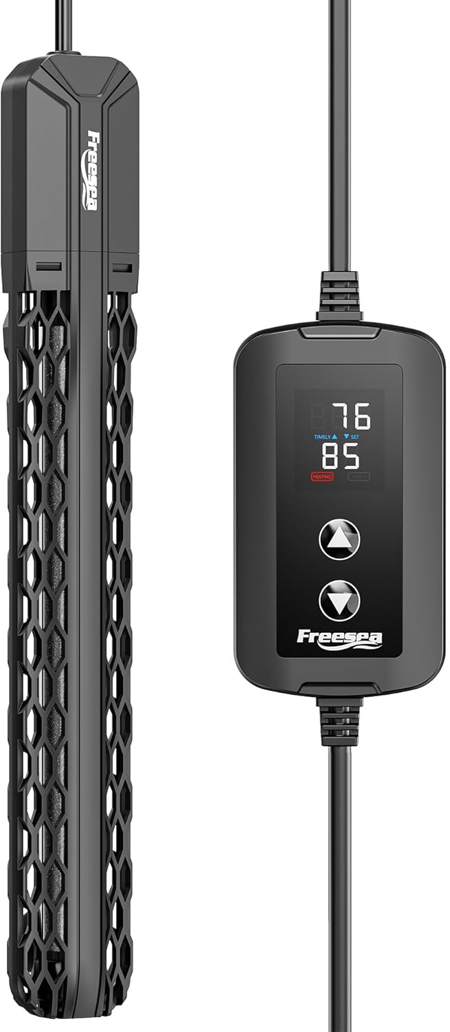 FREESEA Aquarium Heater for Fish Tank: 100W/200W/300W/500W Submersible Fish Tank Heater with Over-Temperature and Off-Water Protection for 75-120 Gallon Saltwater and Freshwater