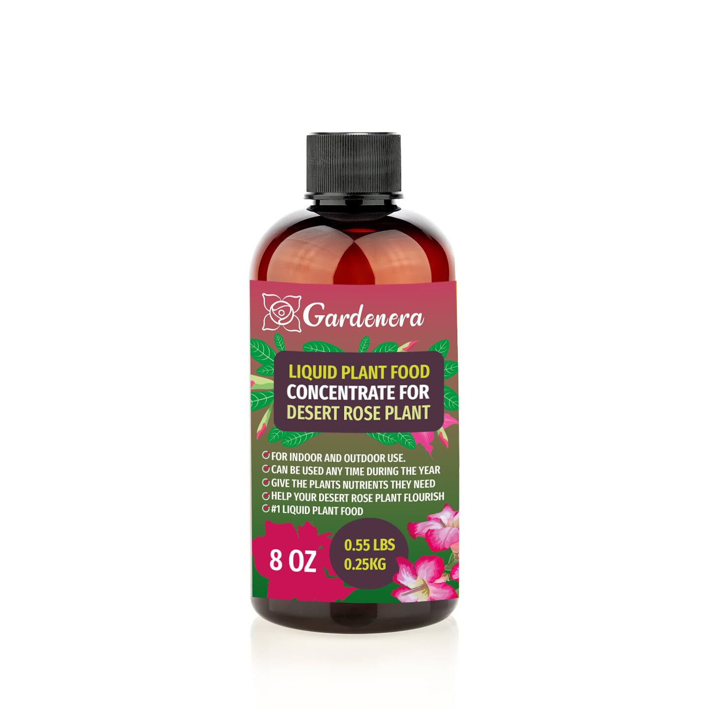 Gardenera Plant Growth Superfood for Desert Rose with 18 Essential Vitamins & Minerals - Organic Plant Food Fertilizer - Micro-Fungi and Bio-Organisms for Desert Rose Care & Growth Enhancement - 8oz
