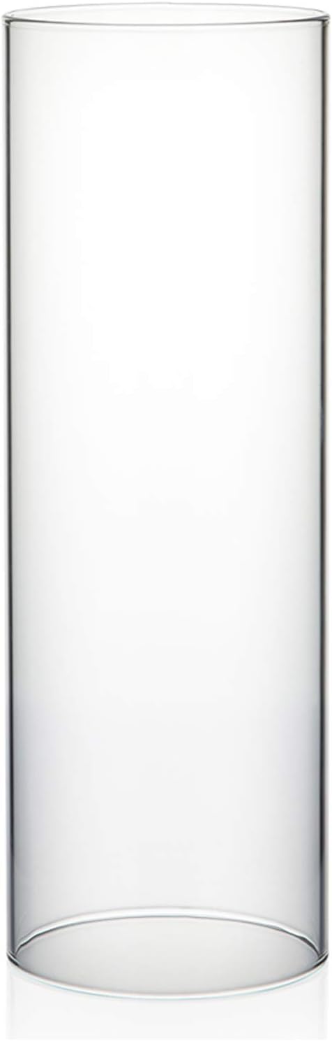 WGVI Hurricane Candle Holder Sleeve, Wide 4", Height 12", Clear Glass Cylinder Candleholder, Chimney Tube, Open Ended Candle Shade, 1 Piece