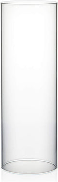 WGVI Hurricane Candle Holder Sleeve, Wide 4", Height 12", Clear Glass Cylinder Candleholder, Chimney Tube, Open Ended Candle Shade, 1 Piece