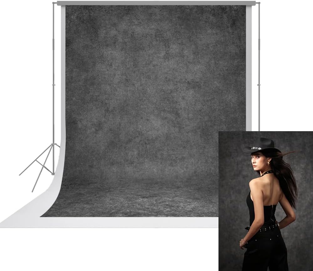 UrcTepics 5×7 ft Grey Fabric Photo Backdrops, Classic Abstract Texture Backdrop for Headshots and Portraits, Vintage Photography Background for Studio and Events.