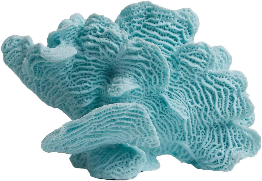 HAUCOZE Artificial Coral Decor Ocean Sculpture Arts Modern Gifts Polyresin Blue 9.4 inch