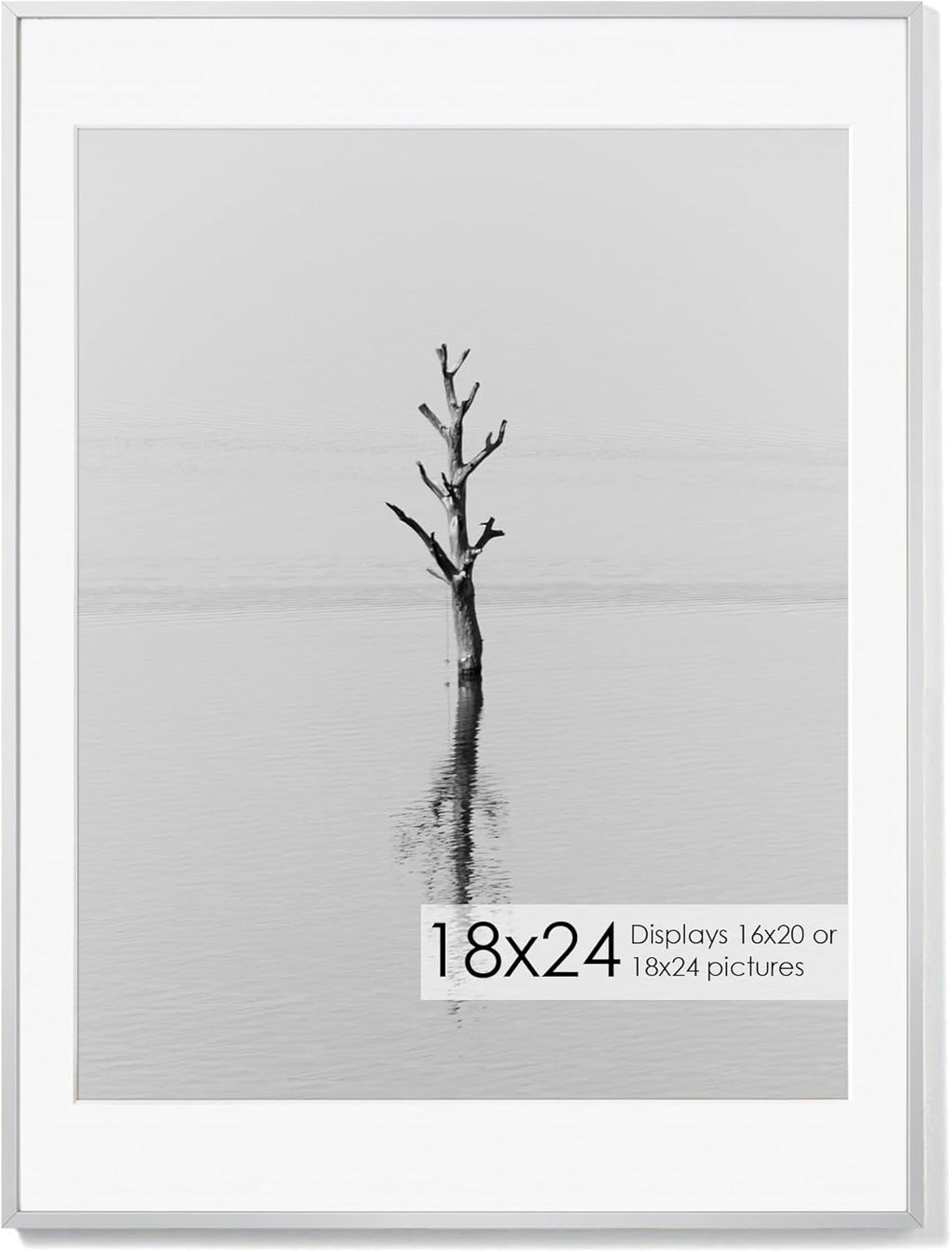 Fun Memories 18x24 Aluminum Poster Frame, 18 x 24 inch Metal Picture Frames with Real Glass Front, Displays 16x20 Photos with Mat or 18x24 Images without Mat - Sliver - Set of 1