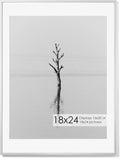 Fun Memories 18x24 Aluminum Poster Frame, 18 x 24 inch Metal Picture Frames with Real Glass Front, Displays 16x20 Photos with Mat or 18x24 Images without Mat - Sliver - Set of 1