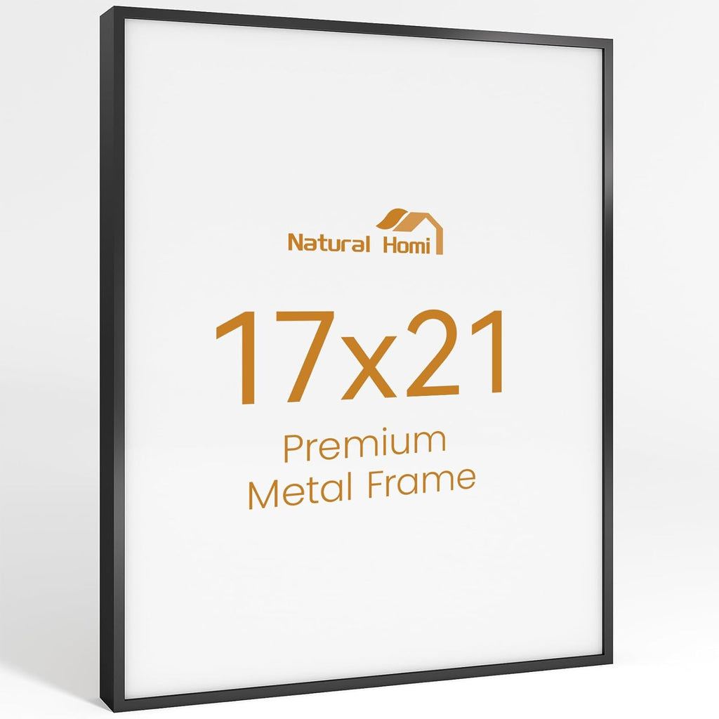 17x21 Aluminum Metal Picture Frame,Tempered Glass Black Photo Frame 17x21 for Family Photo,Posters,Art,Document to Wall Mount Horizontally or Vertically
