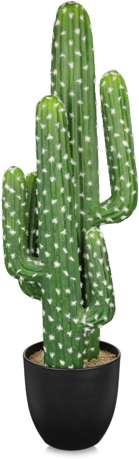 DILATATA Tall Fake Cactus Plant 28 inch Large Artificial Cactus Tree 'Saguaro Cactus' Faux Cactus Desert Plants Big Fake Cacti for Home Garden Office Decor