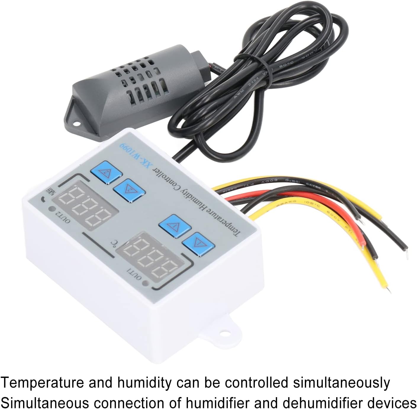 Topyond Dual Display Temperature Humidity Controller Digital Thermostat Module,Heating Cooling Humidification and dehumidification Control 12V 220W for Humidifier Dehumidifier Gree
