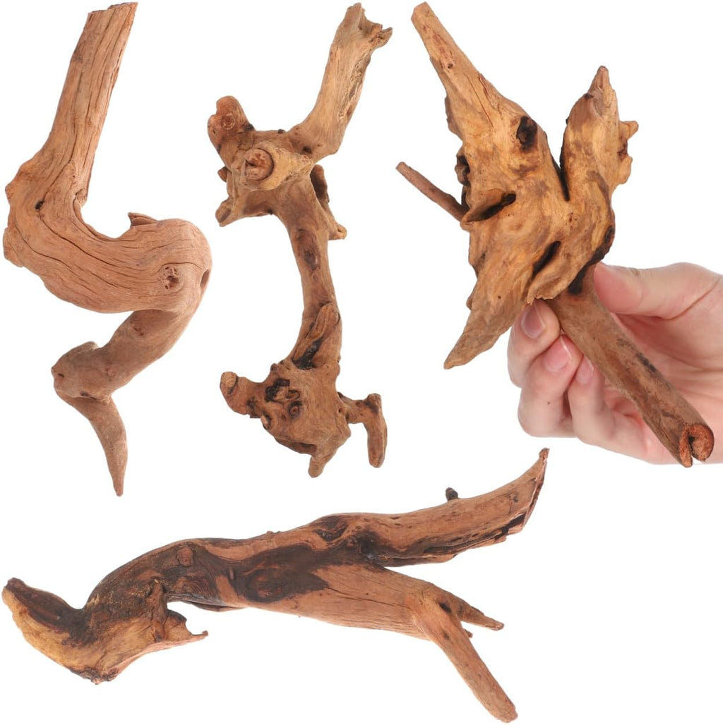Aquarium Driftwood Small 4Pcs Natural Wood for Fish Tank Freshwater Decorations Reptile Branches Terrarium Decor Easy Install