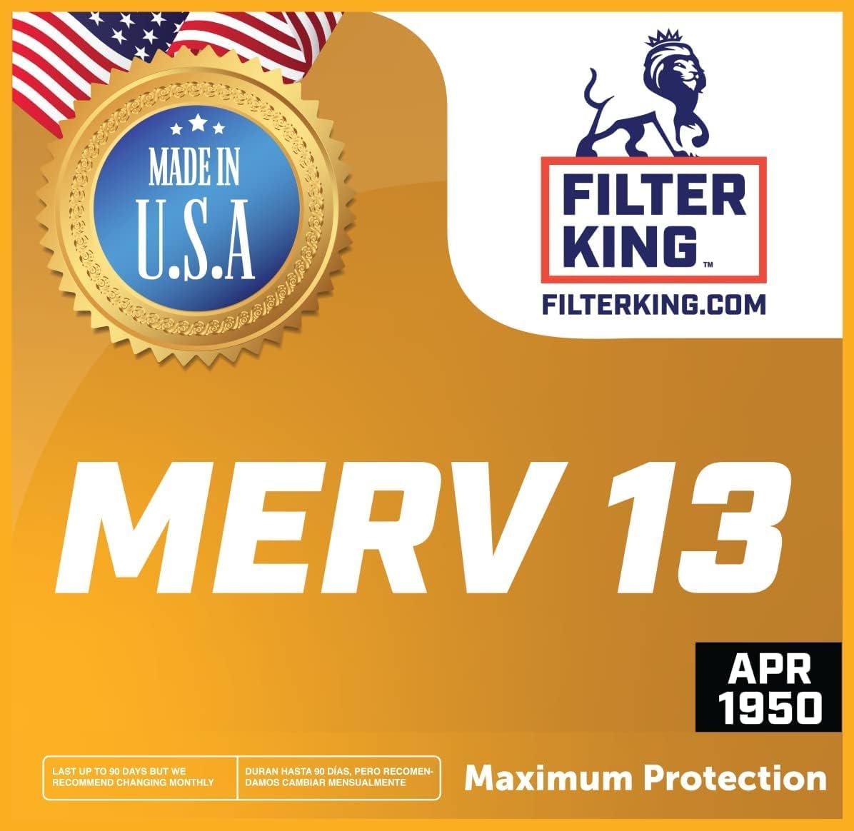 Filter King Air Filters 7.75x25.75x1 | 4-PACK | MERV 13 HVAC Pleated AC Furnace Filters | Air Purifier | Replacement Filters for Clean, Healthy & Fresh Environment | MADE IN USA