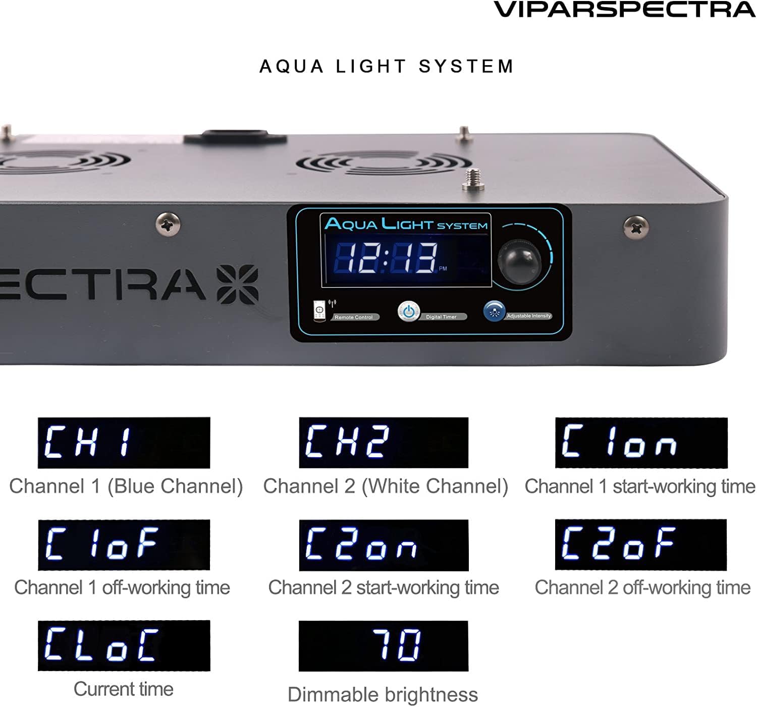VIPARSPECTRA 165W LED Aquarium Light Dimmable Full Spectrum LED Reef Lights for Coral Saltwater Fish Tank, Remote/Timer Control, Programmable Auto On/Off, Blue/White Dual Channel Brightness 0-100%