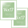Homeforia 14x17 Picture Frame Sage Green, High End Metal 14x17 Poster Frames with Mat 11x14 inch Photo, 14 x 17 Sage Green Frame Matted to 11 by 14 Art, 17x14 Frame, Tempered Glass, Wall Kit, Set of 2