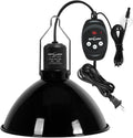 REPTI ZOO Reptile Light Fixture with Dimming Thermostat, 8.5 Inch Deep Dome Lamp Fixture with Reptile Heat Lamp Bulb Temperature Controller Reptile Dimming Thermostat Max 150W