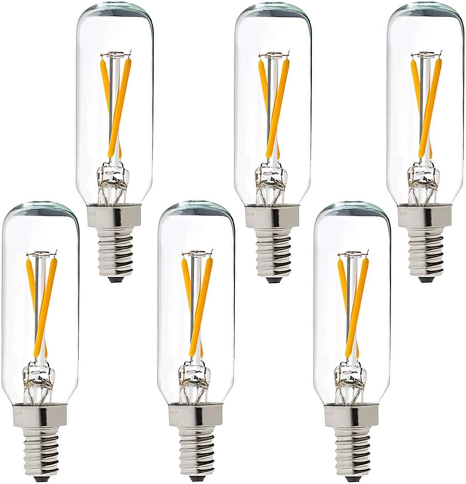 LiteHistory Dimmable T6 led Bulb 25W Candelabra led 2700K Clear 200lm 2W e12 T25 led Bulb 6Pack