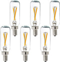 LiteHistory Dimmable T6 led Bulb 25W Candelabra led 2700K Clear 200lm 2W e12 T25 led Bulb 6Pack