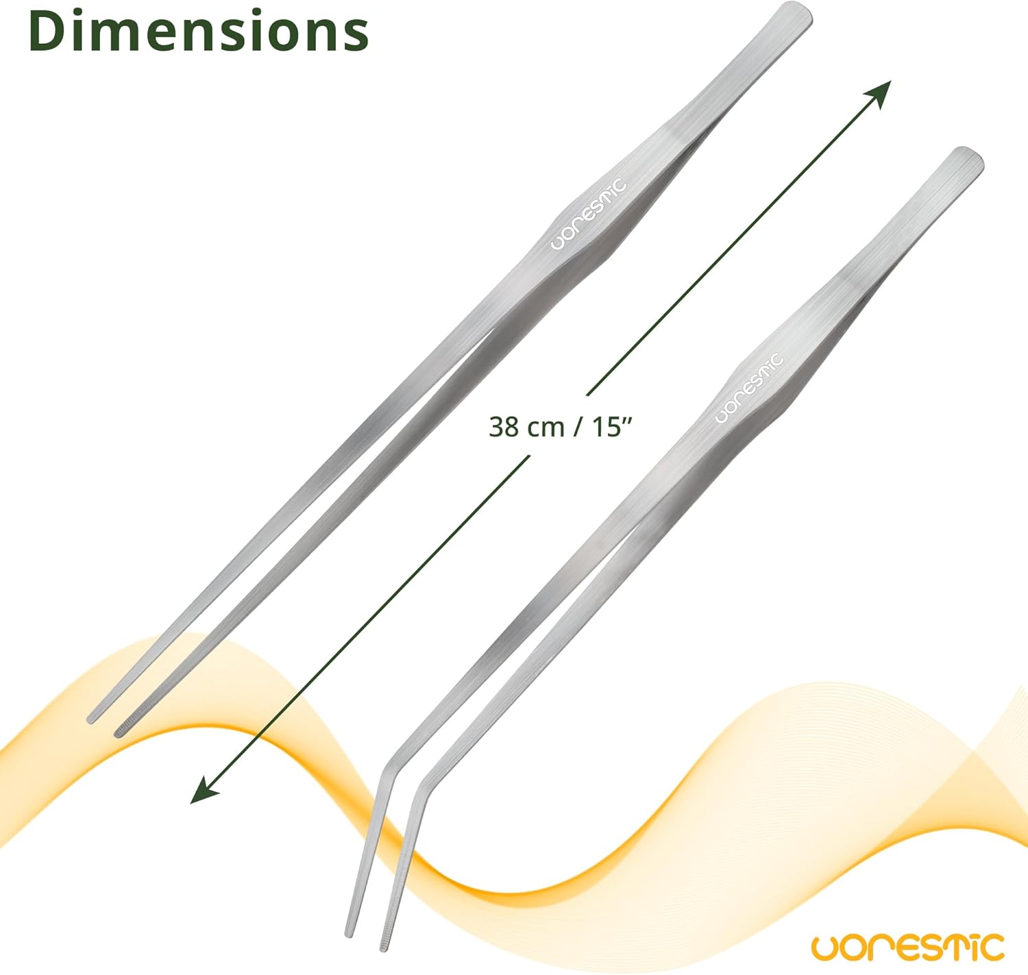 VORESTIC 2 Pcs 15 Inch Tweezers, Heavy Duty Reptile Feeding Tongs, Aquarium Tongs, Reptile Tweezers Feeding, Reptile Tongs, Straight and Curved Long Tweezers for Aquarium and Terrarium