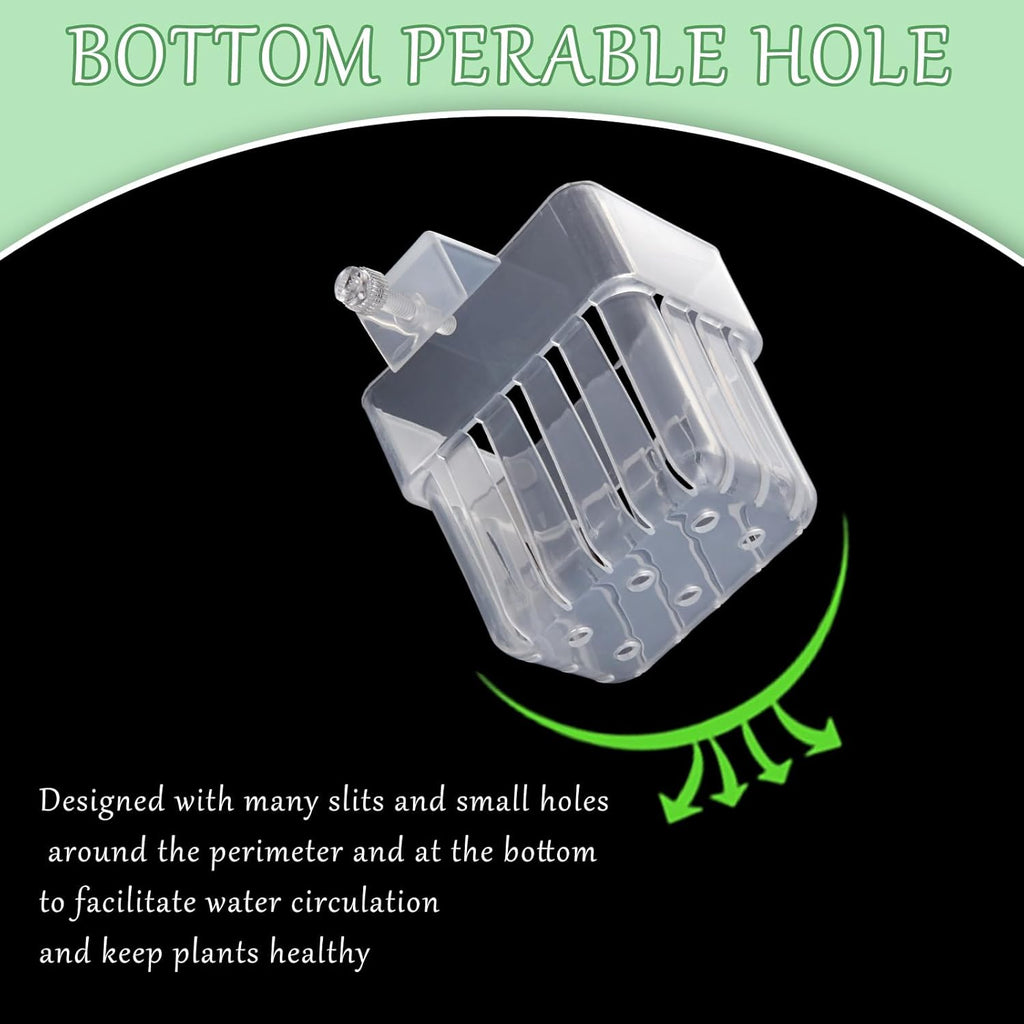 12PCS Aquarium Plant Holder Rimmed Tank Clear Fish Tank Plant Holder Aquarium Live Plants Hanging Aquariums Planter Holders for Fish Tank Aquaponic Plants Cultivation and Aquascape Decorations