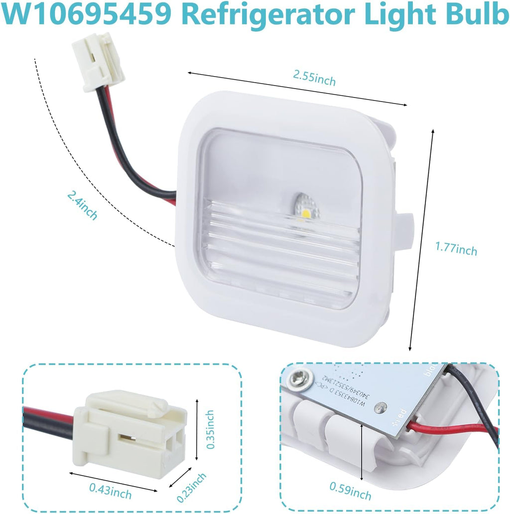 Refrigerator lighting accessories 2-Pack W10695459, W10843353, W11205083 Refrigerator LED Light Board Module Assembly Compatible with Whirlpool,Maytag,Replace W11126053,W10660728,W10279030