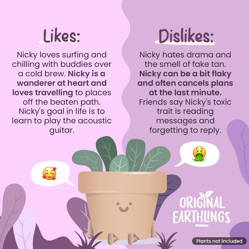 Original Earthlings Legs Out Pot - 4 Inch Cute Plant Pot - Plastic Funny Planter with Drainage, Unique Cactus Plant Lover Gift, Succulent Face Flower Pot, Desk Plant, Table Top Decor, & Home Gifts