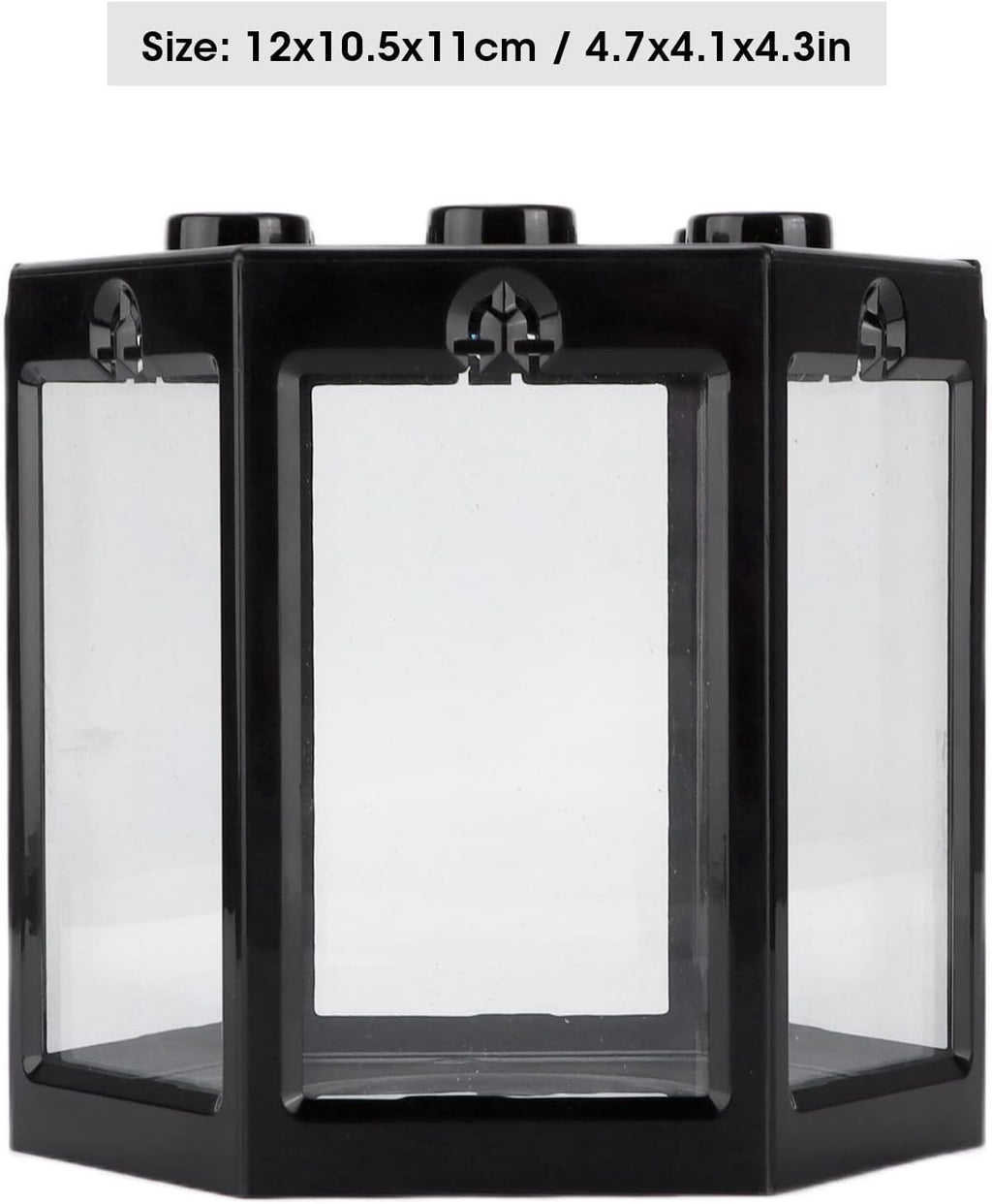 Small Betta Fish Tank, Hex Shape Portable Mini Aquarium Tank, Fish Tank Starter Kits Fish Bowl Aquarium Starter Kits for Turtle Reptile Shrimp Moss Crab Insects Habitat as Decoration(Black)