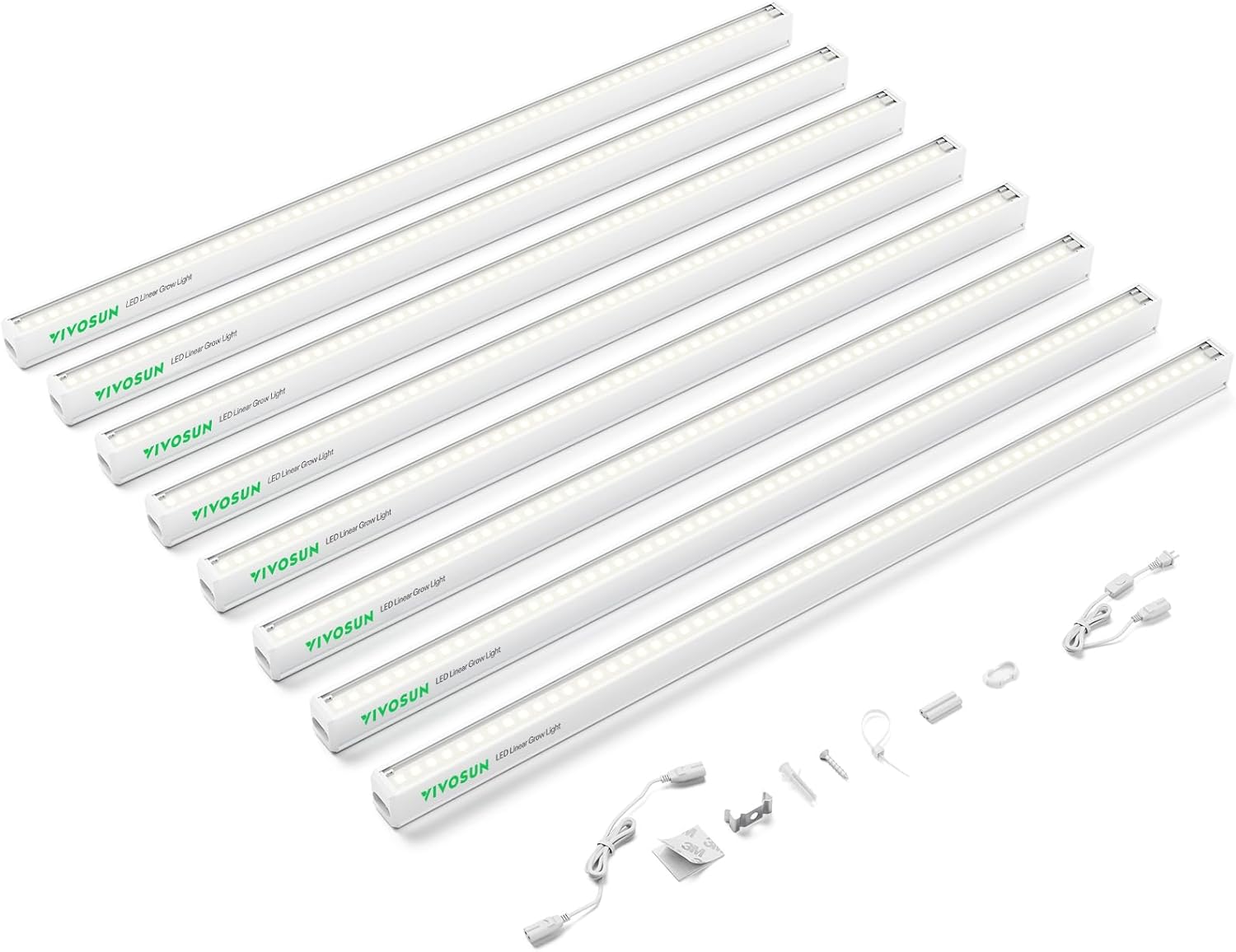 VIVOSUN 2ft Grow Lights for Indoor Plants Full Spectrum, LED Plant Lights 120W(8 X 15W), T5 Grow Light Strip for Seed Starting, Greenhouse, Hydroponics, SGS Compatible, Linkable, 5000K, 8-Pack