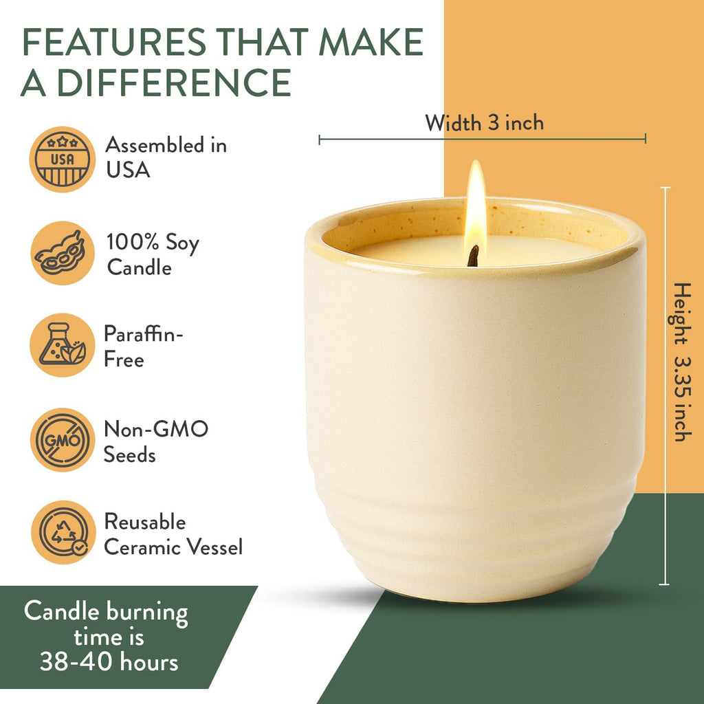 Modern Sprout Garden Vibes 2-in-1 Soy Candle & Planter - Golden Moments (Cali Lemon, Amber, Moss) 6 Oz Scented Candle with Sage Seeds - Dual Purpose Jar - 38-40 Hour Burn – Perfect Plant Lovers Gift