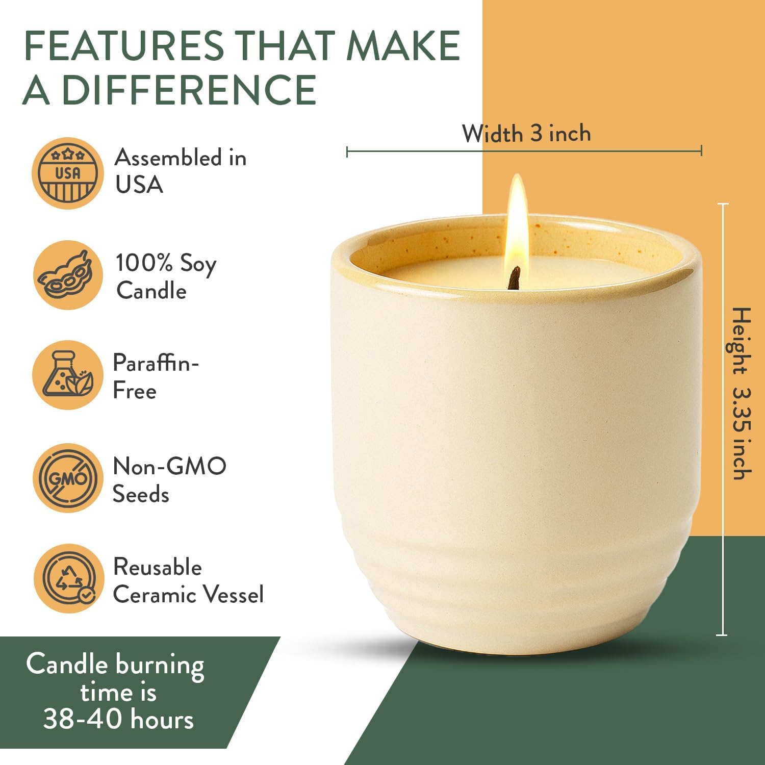 Modern Sprout Garden Vibes 2-in-1 Soy Candle & Planter - Golden Moments (Cali Lemon, Amber, Moss) 6 Oz Scented Candle with Sage Seeds - Dual Purpose Jar - 38-40 Hour Burn – Perfect Plant Lovers Gift