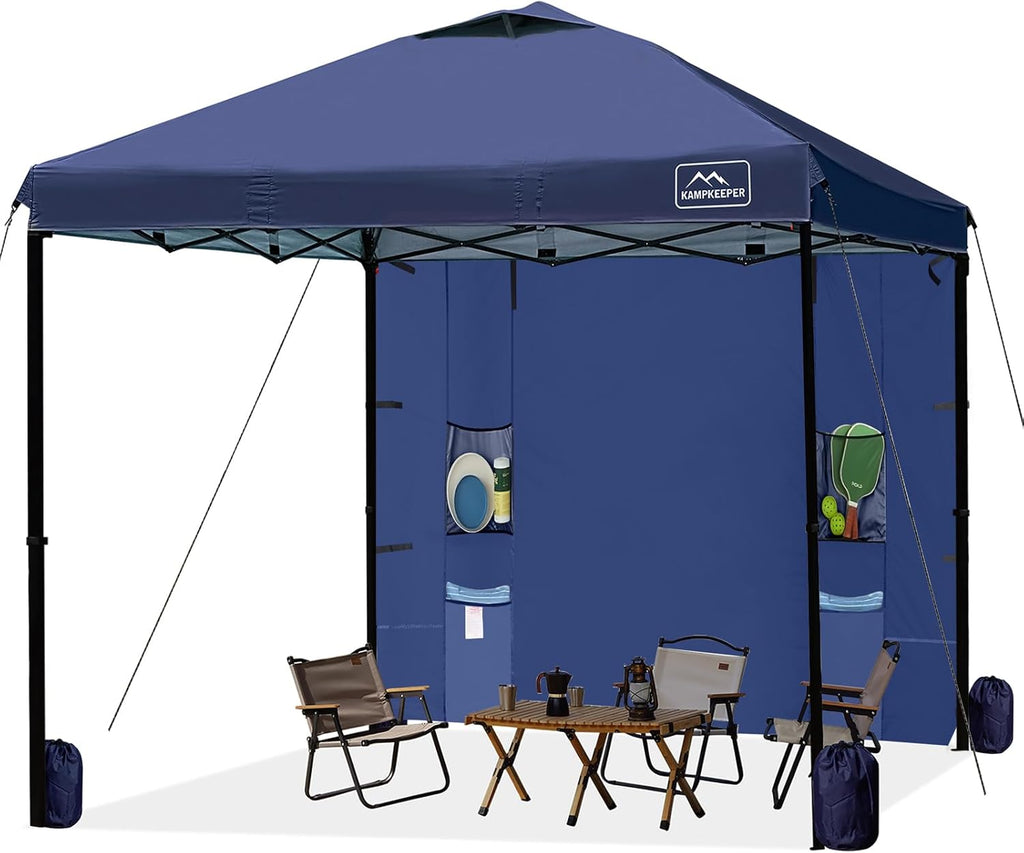 KAMPKEEPER 10x10 Easy Pop Up Canopy Tent with Sidewalls, Instant Outdoor Shade Shelter with Removable 10FT Sun Walls, Quick Setup Waterproof and UV-Resistant for Patio (Navy Blue, 1 sidewall)