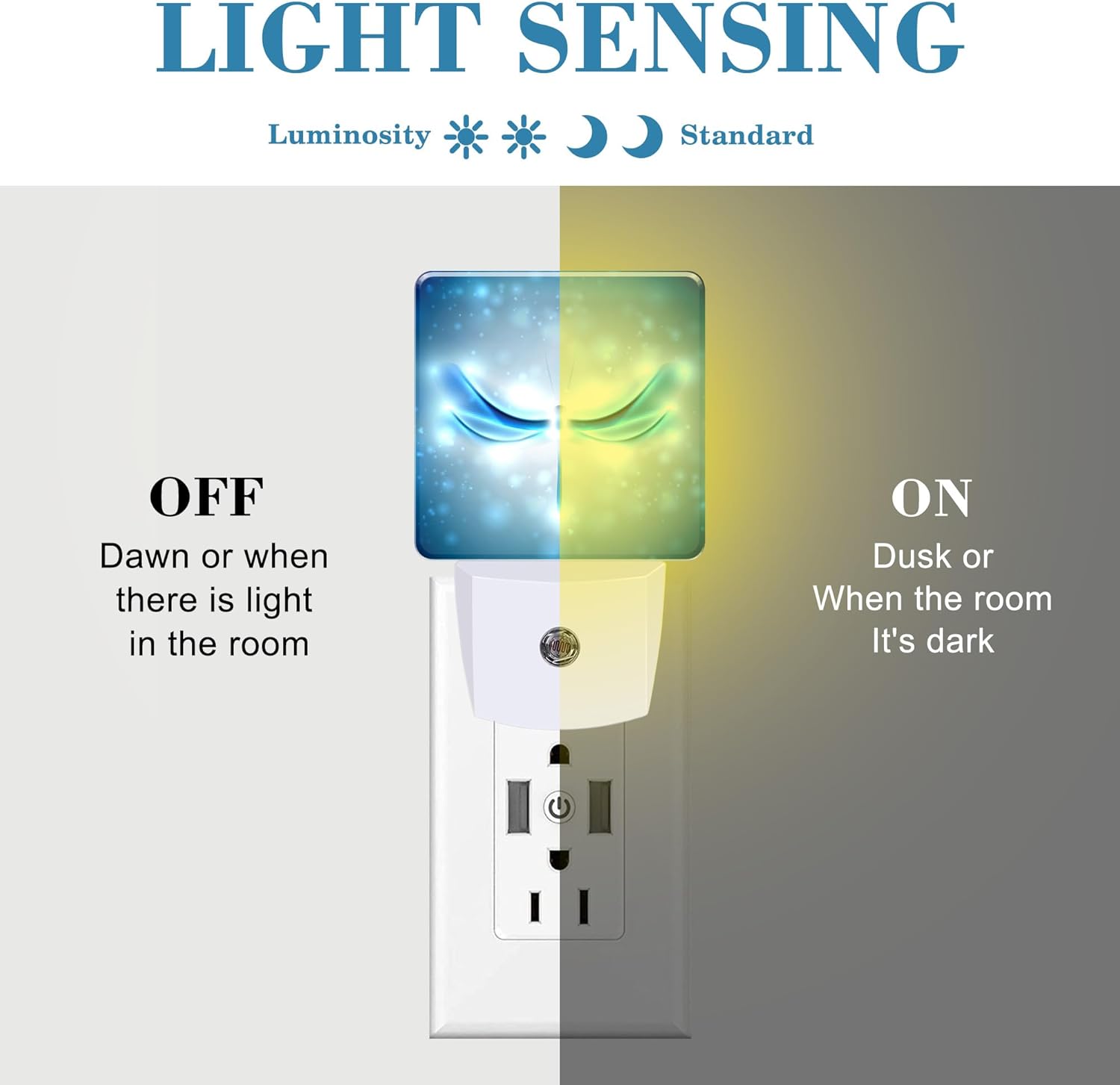 Night Light Plug into Wall Shiny Blue Abstract Dragonfly Night Light with Dusk to Dawn Sensor for Kid Girls Boys Women Men Room Decor, Hallway, Kitchen, Bathroom, Nursery, Stairs