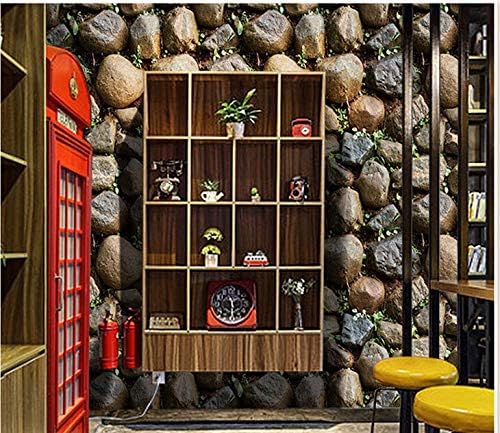Yancorp 10ft Self-Adhesive Wallpaper Brown Stone Brick Wallpaper Fireplace Kitchen Backsplash Peel and Stick Wallpaper Stick on Wallcovering