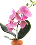 Fake Orchids Artificial Flowers, Reptile Terrarium Decor Plants, Bearded Dragon Tank Accessories fit Crested Gecko Leopard Lizard Chameleon Ball Python Snake Frog - Red