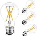 Dimmable E26 LED Bulb 6W, 60 watt Equivalent, A19 Clear Glass LED Light Bulb 5000K Daylight, Vintage LED Edison Bulbs for Ceiling Fan, 90+CRI, 600LM, 4 Pack