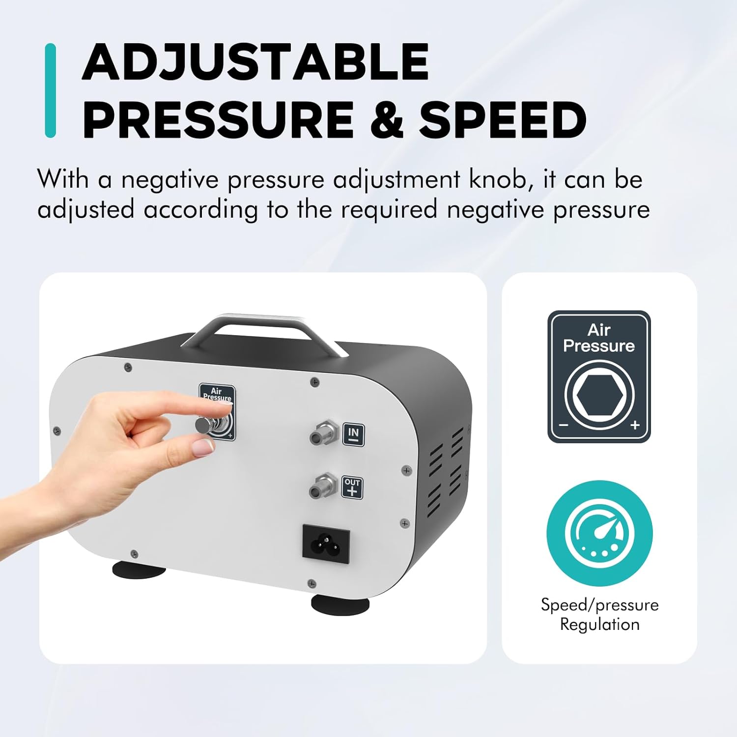 LAB FISH Adjustable Pressure Vacuum Pump Portable Oilless Diaphragm Vacuum Filtration 30L/min & Rubber Tube Positive & Negative Pressure,110V-220V